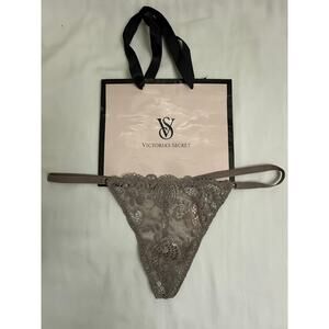 NWT Victoria’s Secret Vintage V-String Thong Panty Taupe with Silver Shimmer O/S